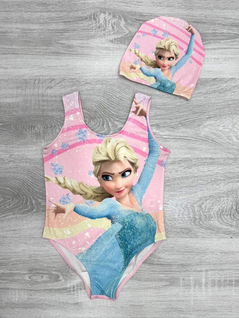 Детски костим за капење Елса со капа