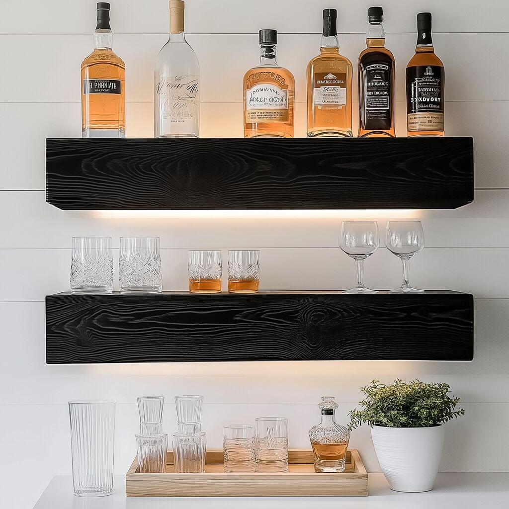 Hanah Home Комплет полици за dzид Raf278, 2 парчиња, црни