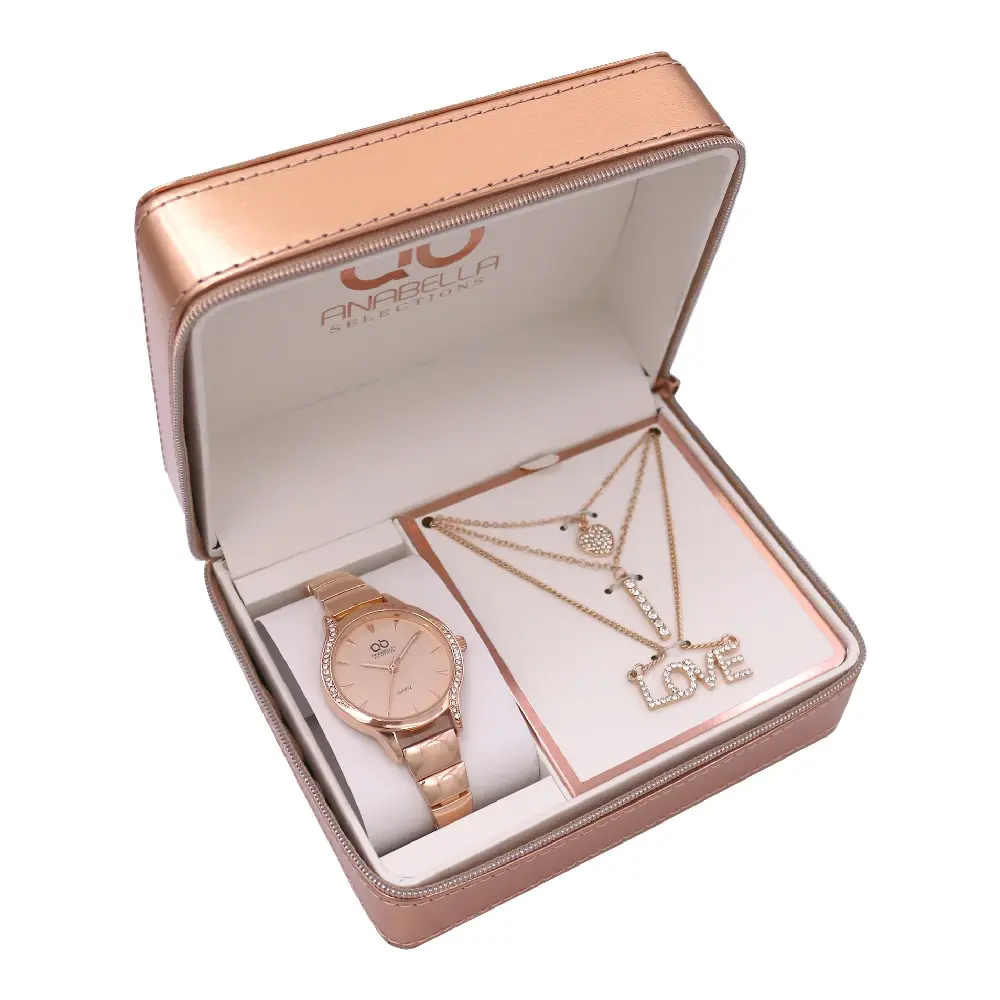 Подарок сет Рачен часовник и ланче Lantana, розово злато
