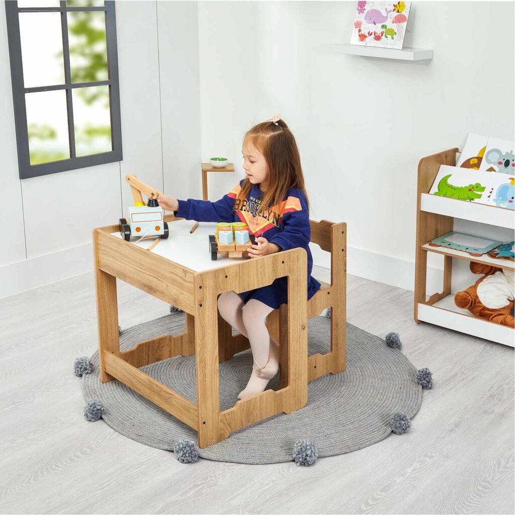 Детски сет маса и стол Hanah Home, 56x55x45 см, бела
