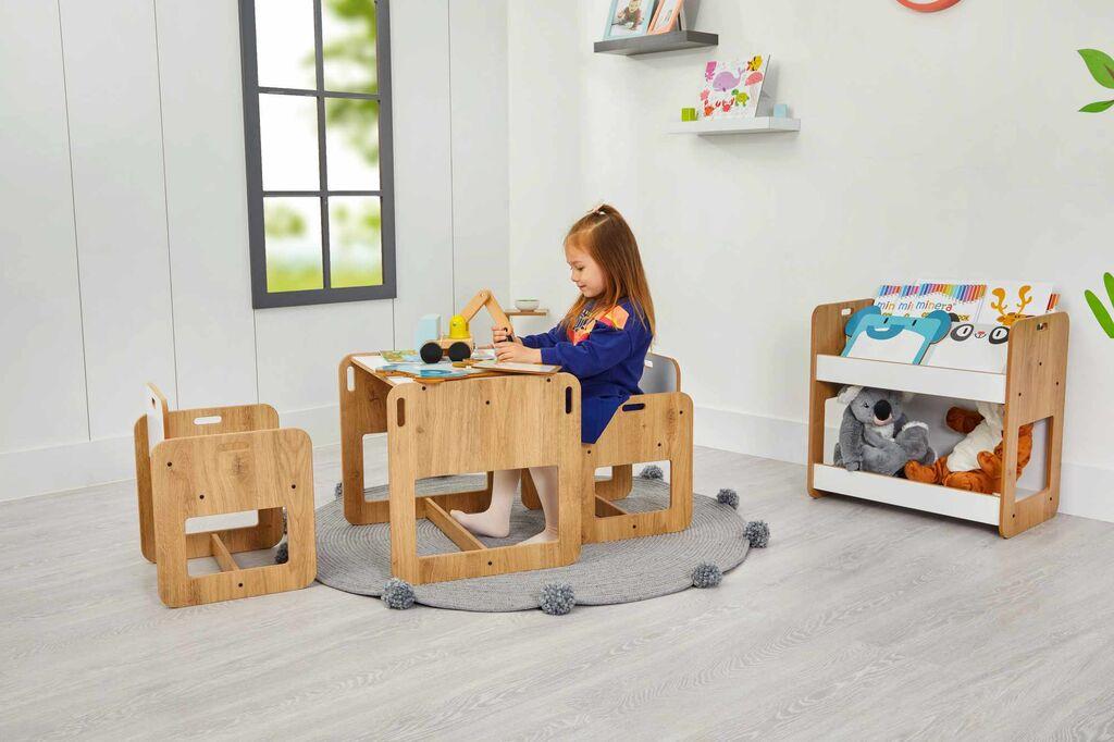 Детски сет маса и столчиња Hanah Home, 53x45x44.5 см, бела