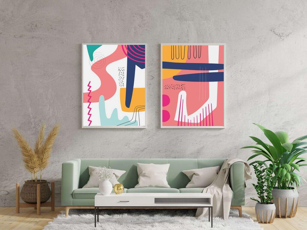 Wallity Декоративни слики во рамка, 50x70 см, 2 парчиња, шарени