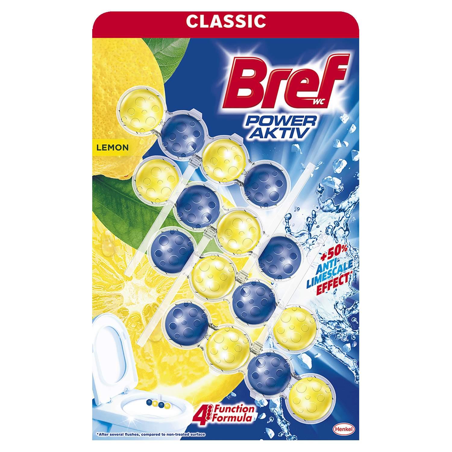 Освежувач за тоалет Bref лимон, топчиња, 50 г, 4 парчиња