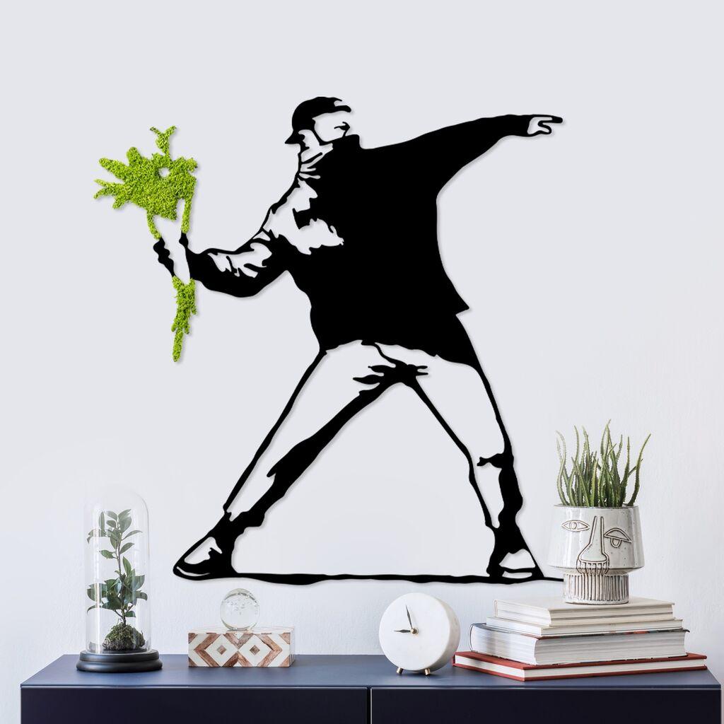 Wallity декорација за dzид Moss-Flower Gang, 70x69 см, црна