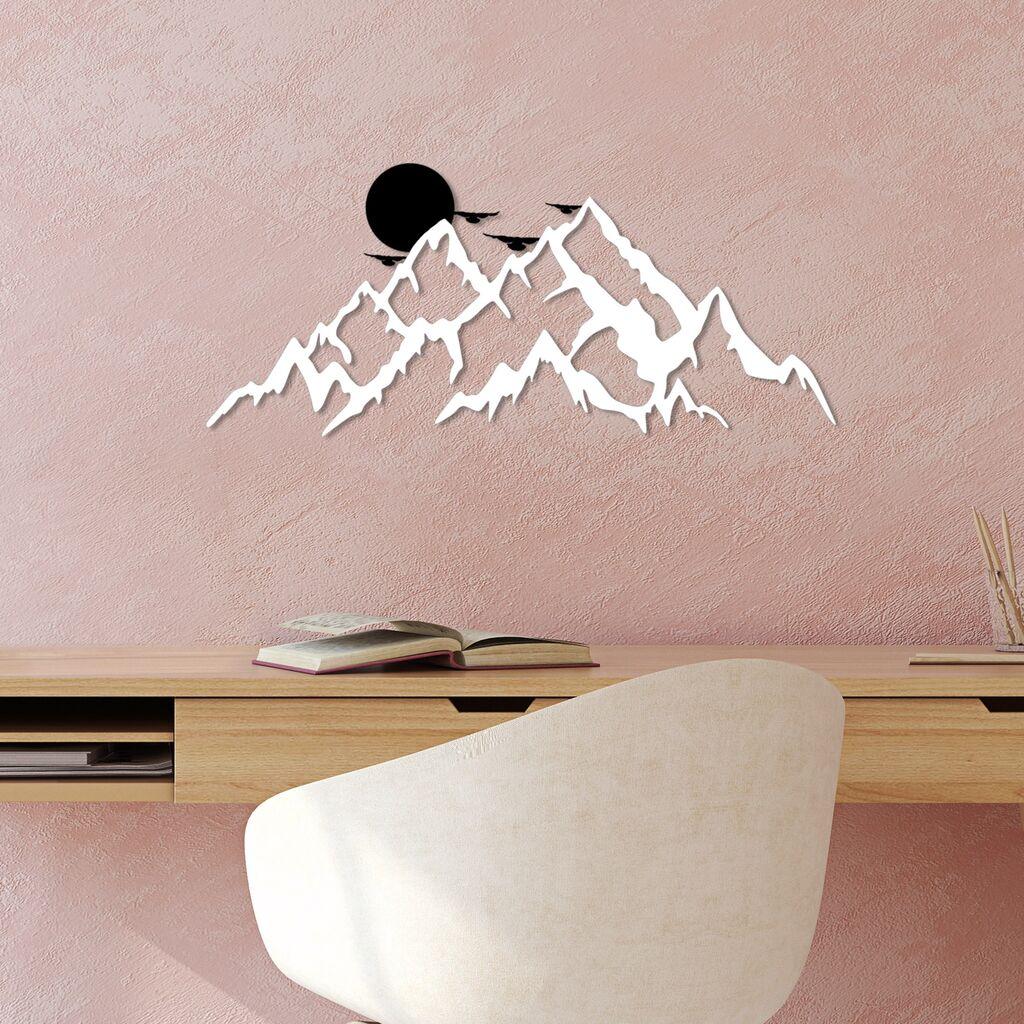 Wallity dzидна декорација Full Mountain And Mountain-6, 59x25cm, бела