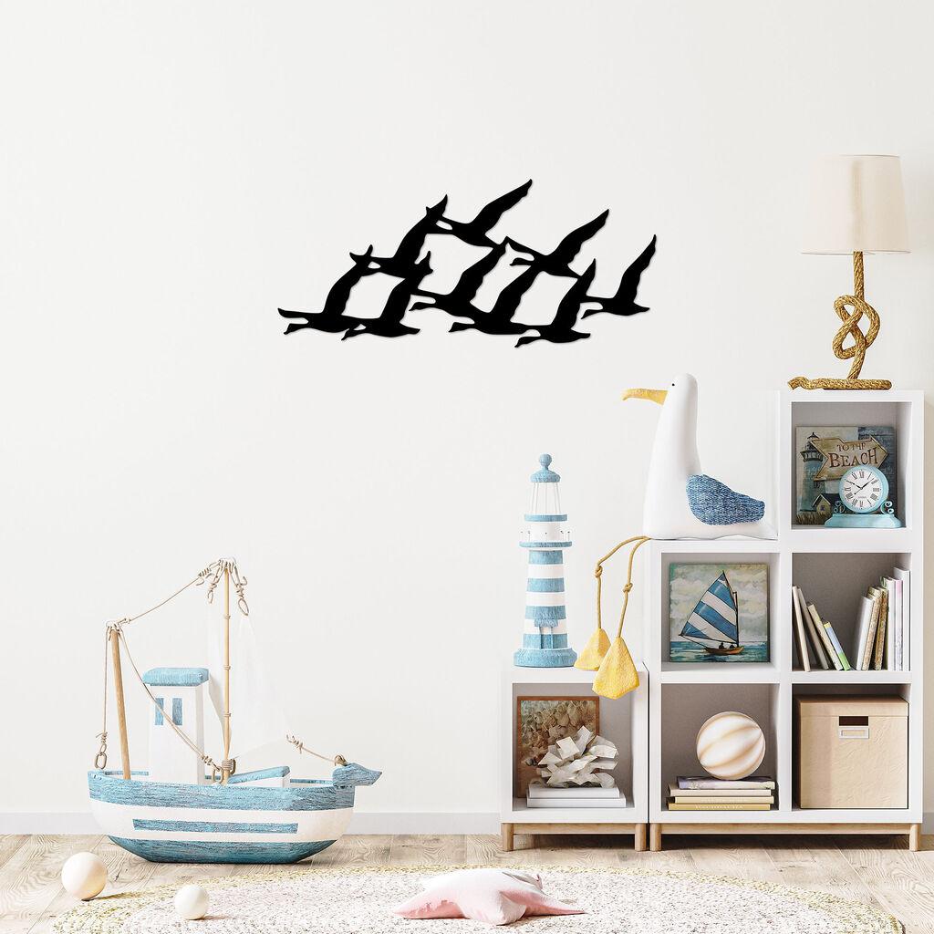 Wallity декорација за dzид Птици преселници, 29x70 см, црна