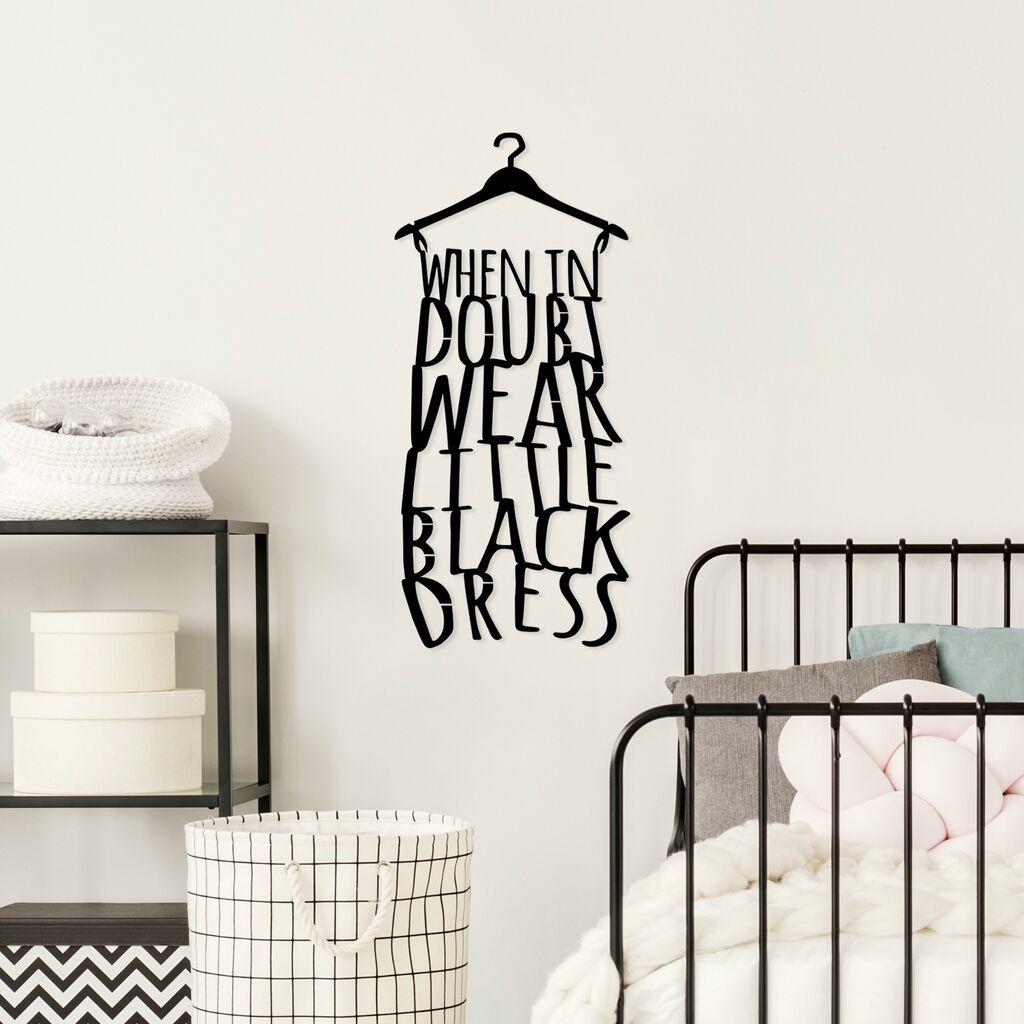 Wallity dzидна декорација „When In Doubt Wear Little Black Dress", 32x70cm, црна