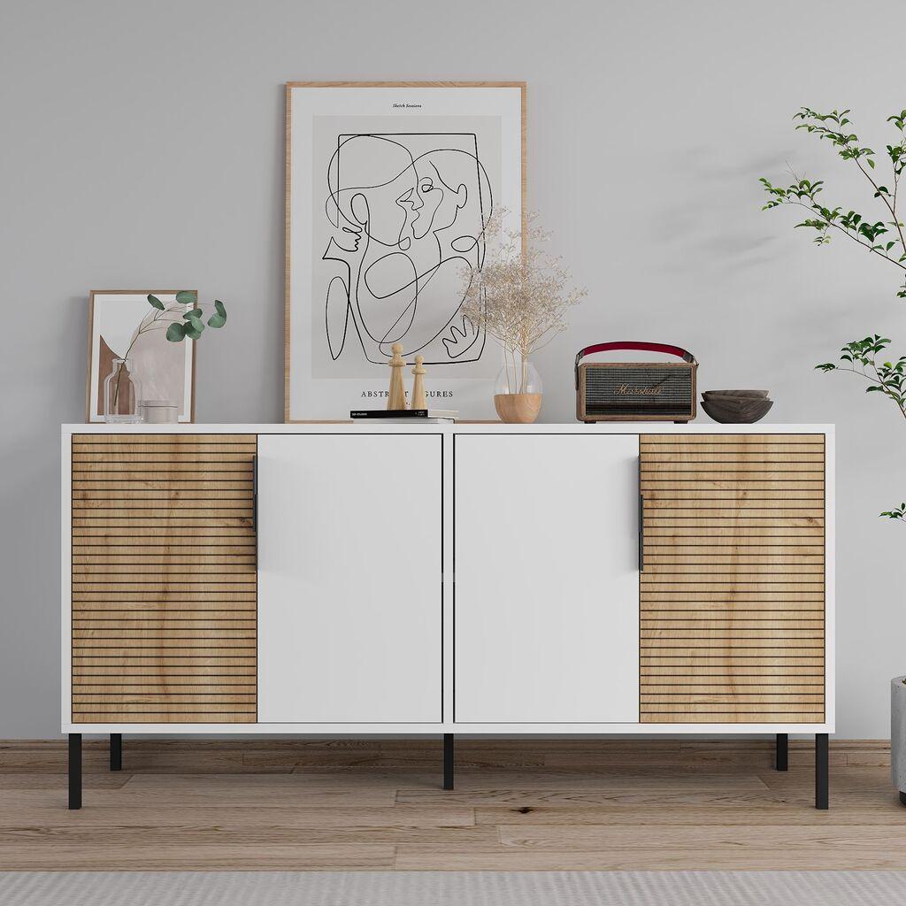 Конзолна маса Hanah Home Zerra, 150x75x36 см, боја бела-даб