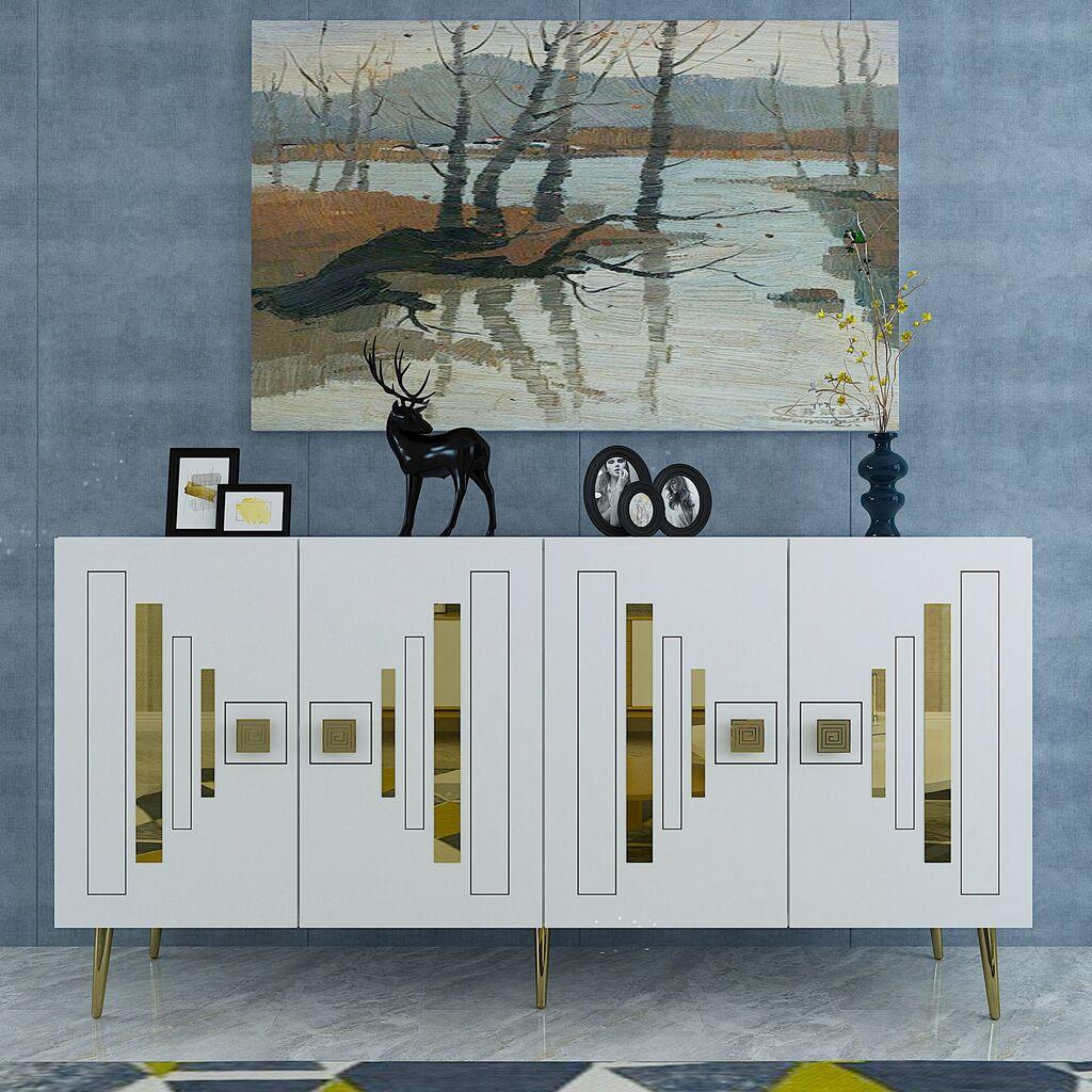 Конзолна маса Hanah Home Seduna, 150x75x35 см, бело-златна боја