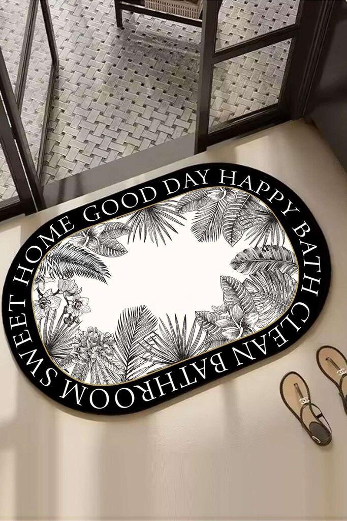 Тепих за бања L'essentiel Maison Carriera, 60x100 см, црно-бел