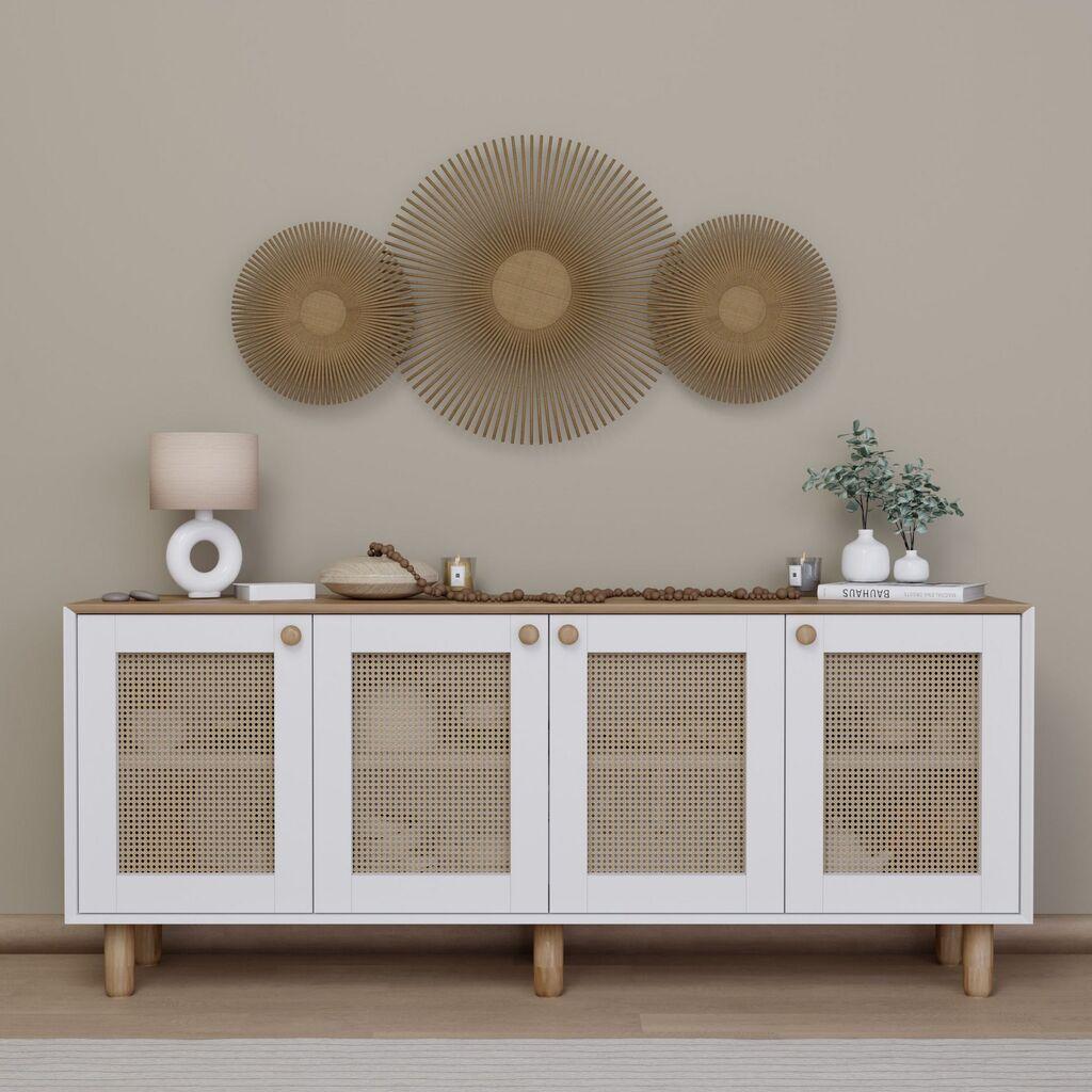 Конзолна маса Hanah Home Bohemian 1600-133, 180x75x40 см, оревово-бела