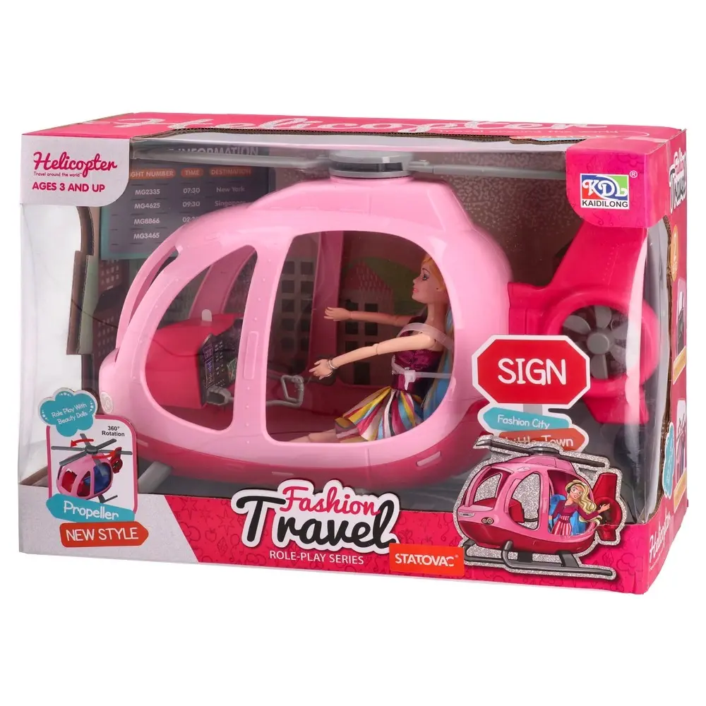 Сет OZZO Хеликоптер и кукла Бонец, розова