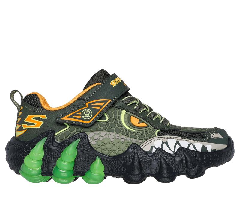 SKECHERS Патики за момчиња Skech-O-Saurus Lights 2.0, црно - зелени