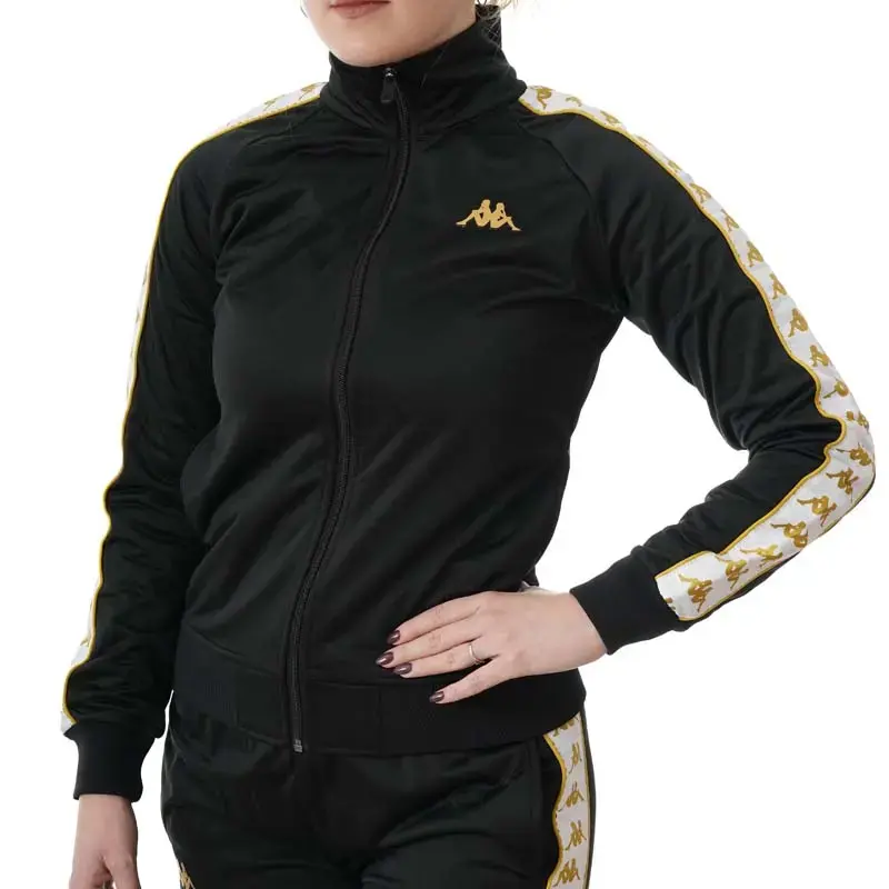 Женска тренерка KAPPA со патент, тенка, црна, со 222 ленти и лента Anniston