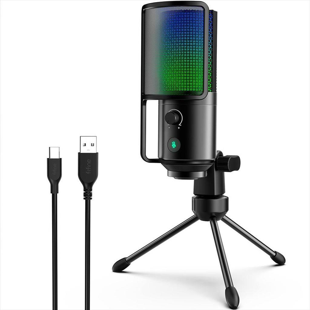 FIFINE Микрофон Fifine K669 Pro2 Rgb, W/Stand, Usb Type-C, 2.0M Cable, Црна, K669Pro2