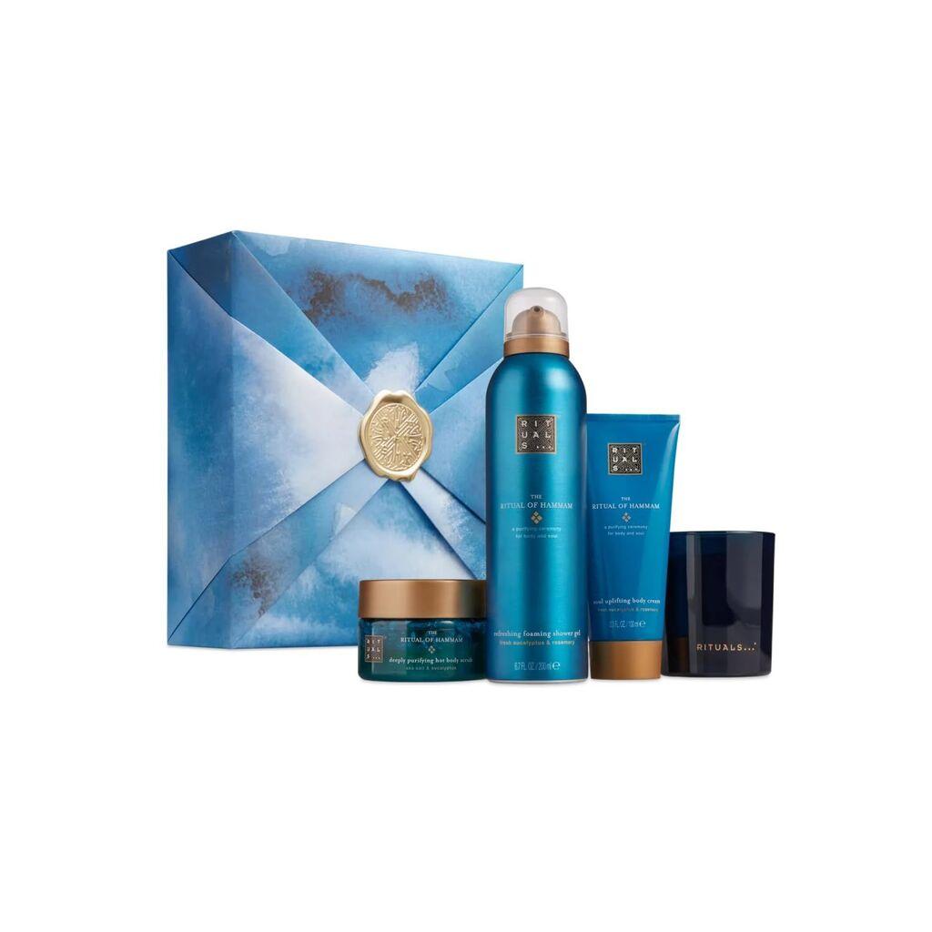 Rituals HAMMAM M Сет Пилинг за тело 125g. + Пенест гел за капење 200ml. + Крем за тело 100ml. + Свеќа.