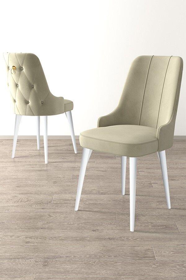 Комплет столчиња Hanah Home Newa, 46x94x46 см, 6 парчиња, крем-црна боја