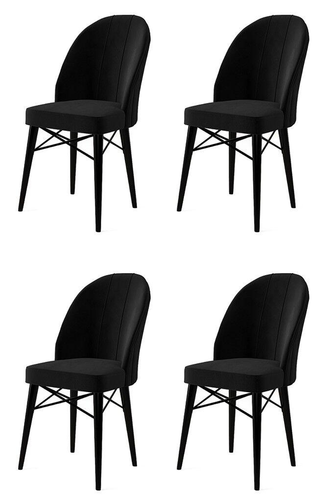 Комплет столчиња Hanah Home Ritim, 44x96x42 см, 4 парчиња, црна