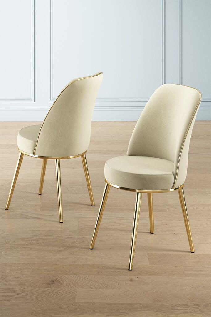 Комплет столчиња Hanah Home Pefa, 45x91x42 см, 4 парчиња, сребрено-крем боја