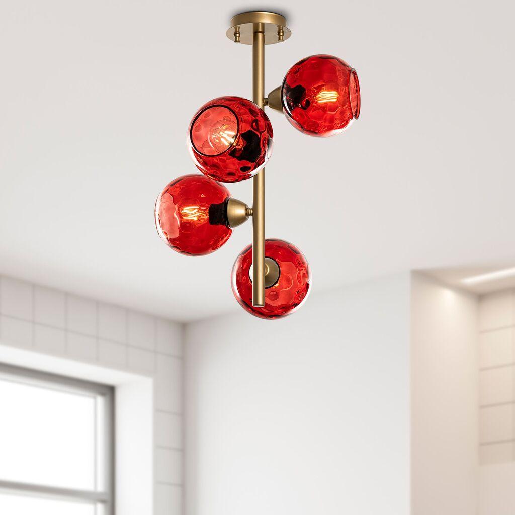 Opviq Luster Benek-15-14501, 40x40x55cm, IP20, златно-црвена боја