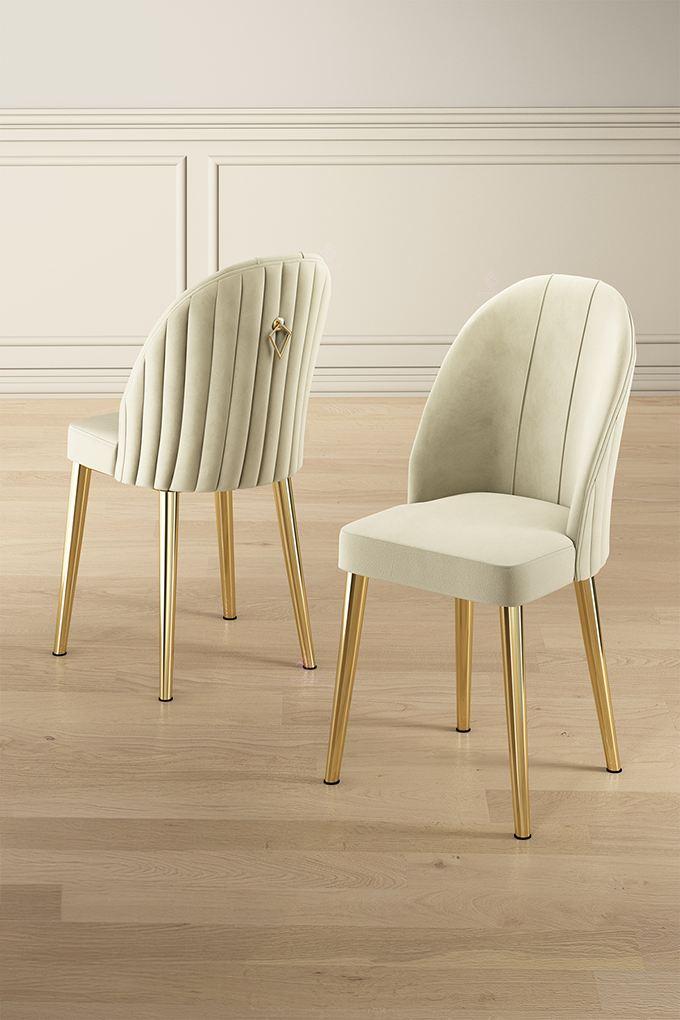 Комплет столчиња Hanah Home Mara, 45x91x42 см, 4 парчиња, сребрено-крем боја