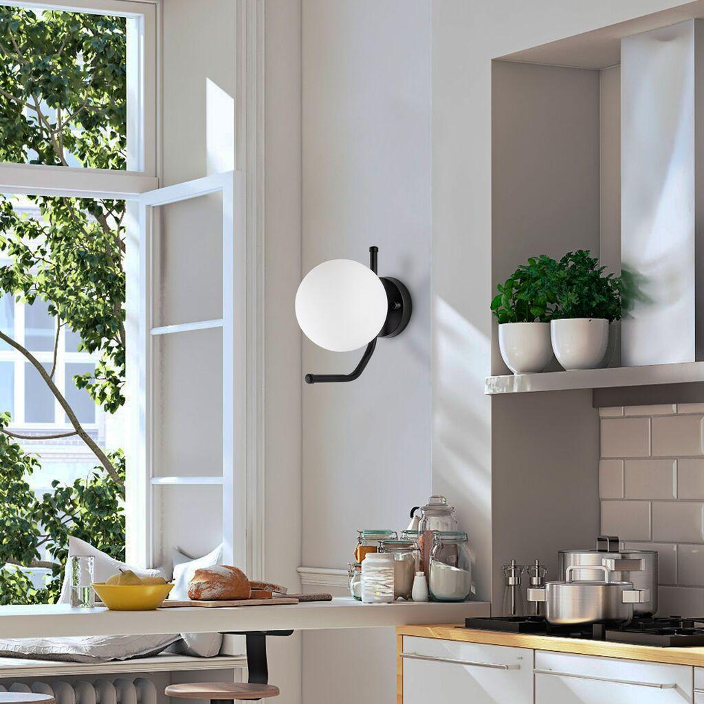 Opviq dzидна светилка Faruk-13727, 15x22x23cm, IP20, црно-бела