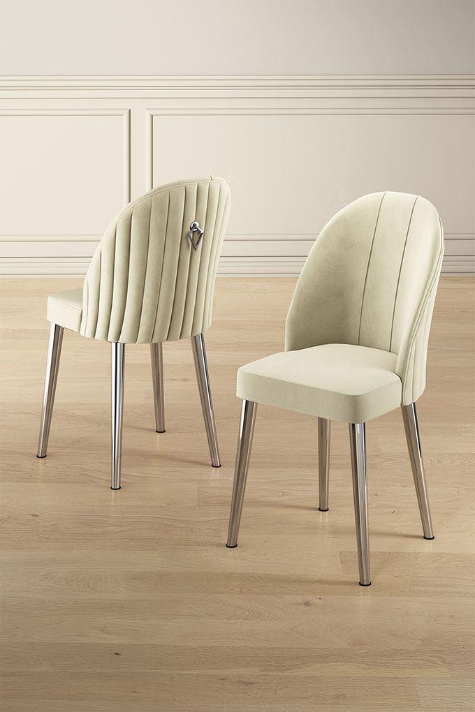 Комплет столчиња Hanah Home Mara, 45x91x42 см, 4 парчиња, сребрено-крем боја