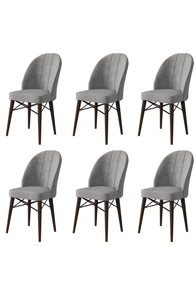 Комплет столчиња Hanah Home Ritim, 44x96x42 см, 6 парчиња, сиво-кафеава