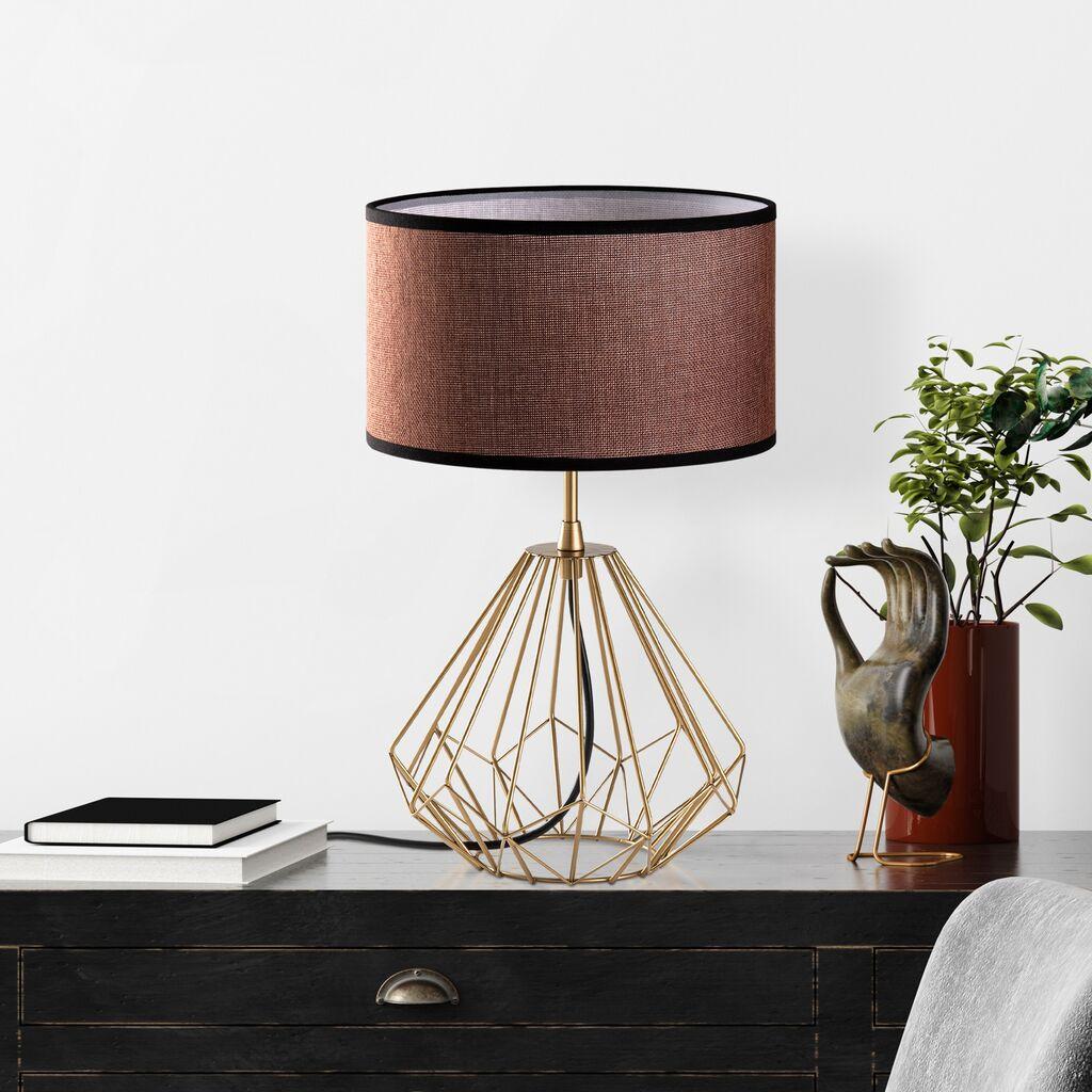 Столна ламба Opviq Diamond-S-713, 25x25x43 см, IP20, кафеаво-златна боја