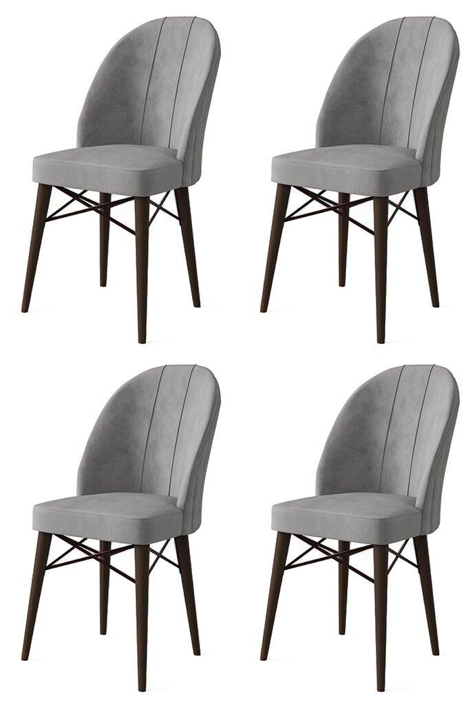 Комплет столчиња Hanah Home Ritim, 44x96x42 см, 4 парчиња, сиво-кафеава