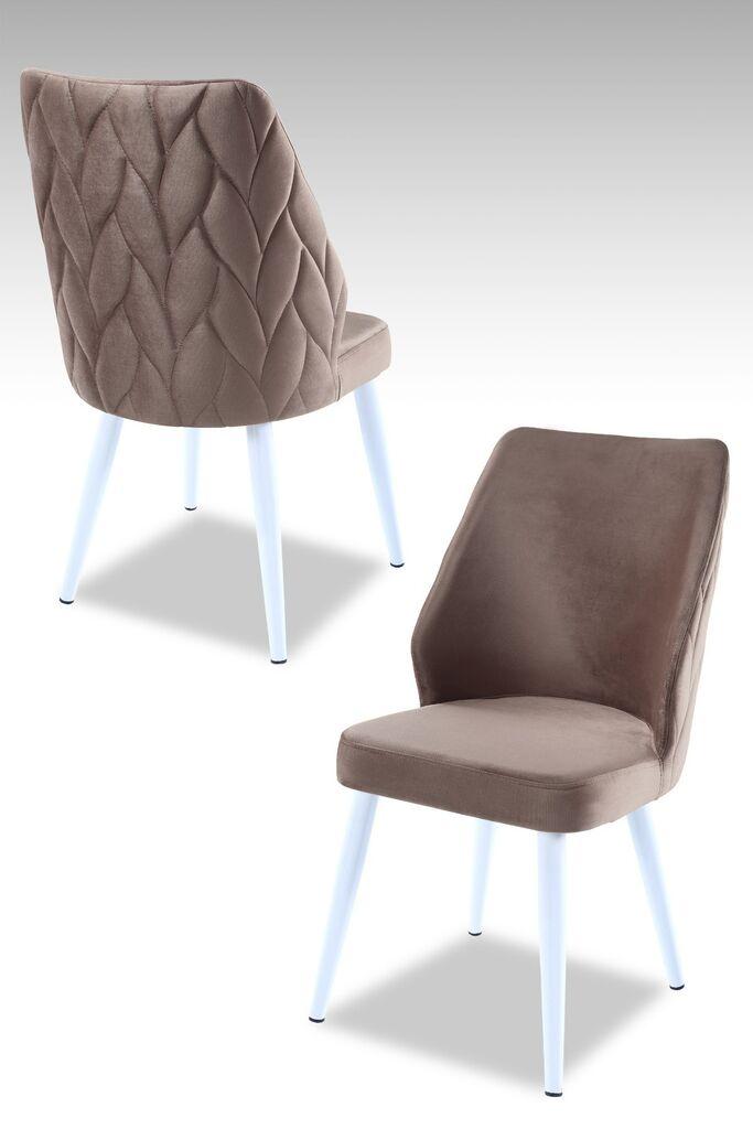 Комплет столчиња Hanah Home Poufy, 48x90x43 см, 4 парчиња, бело-кафеава