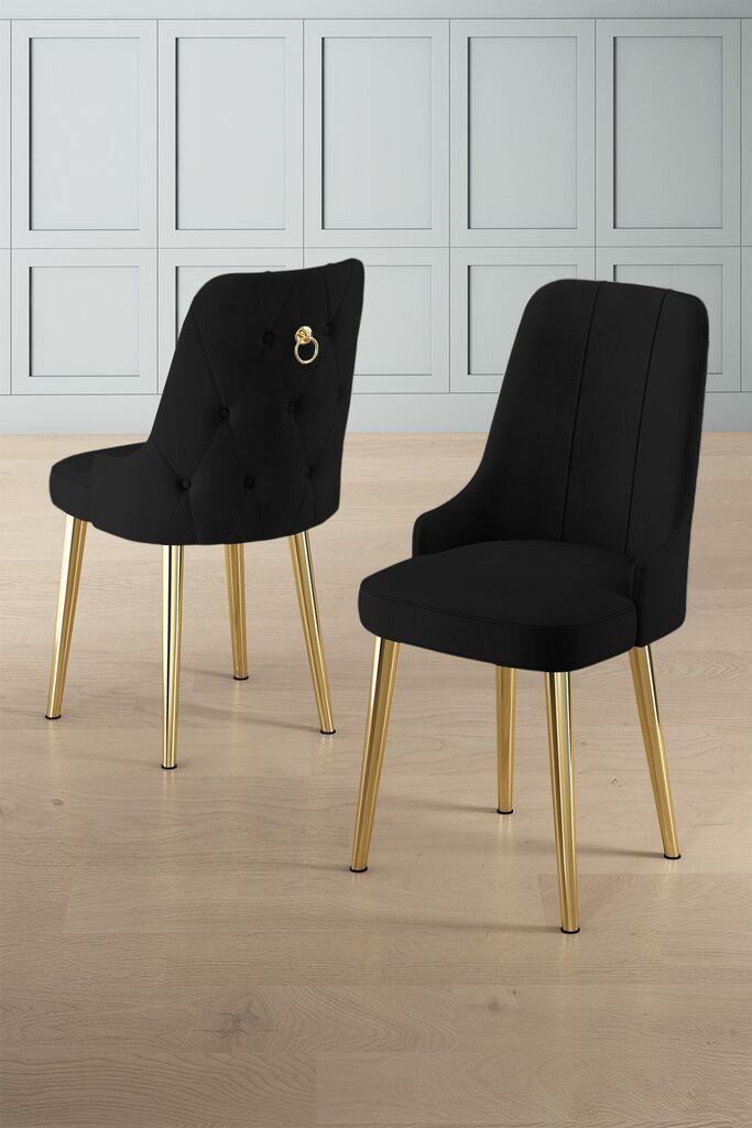 Комплет столчиња Hanah Home Newa, 46x94x46 см, 2 парчиња, црна и златна боја