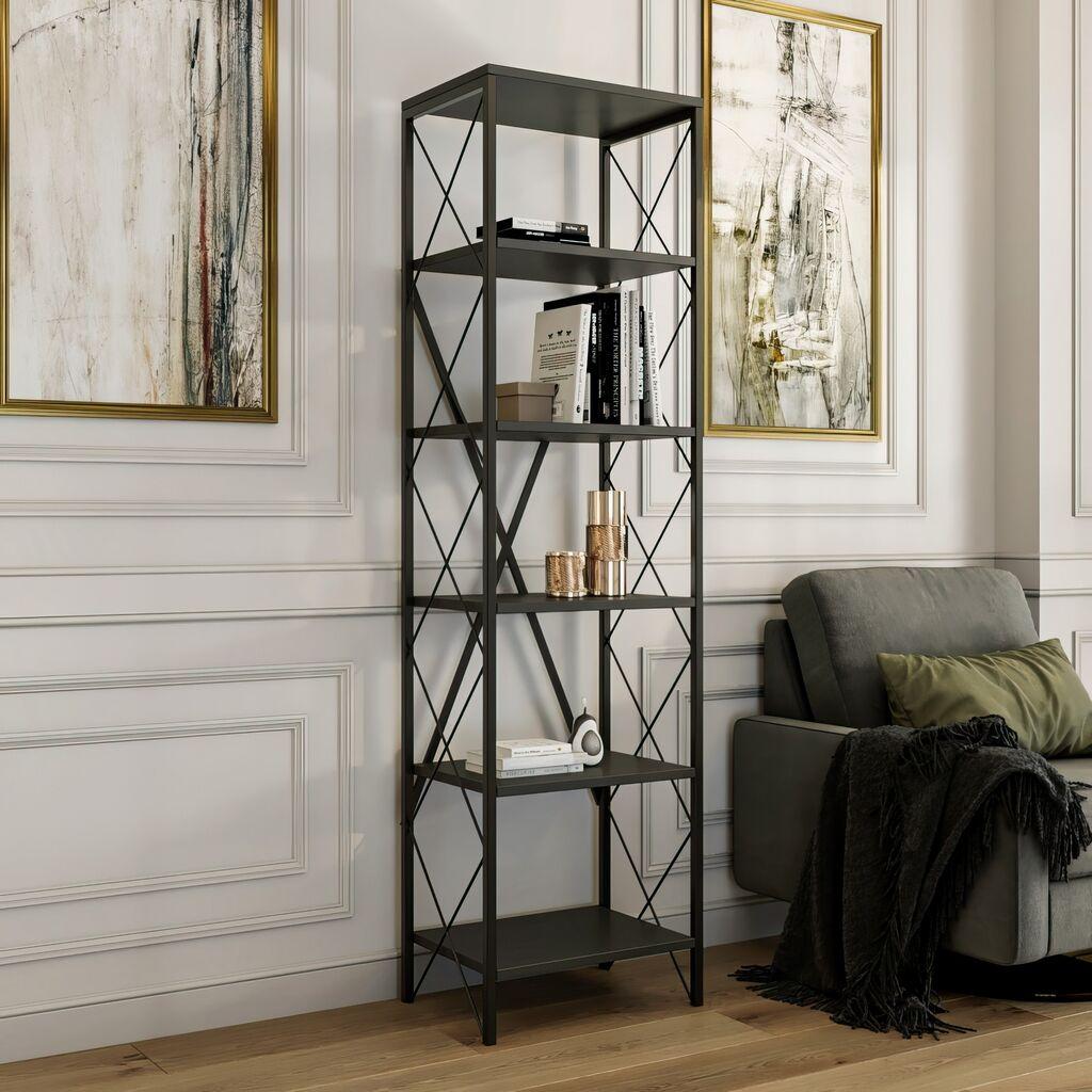 Полица за книги Hanah Home Suadiye, 50x180x30 см, Антрацит