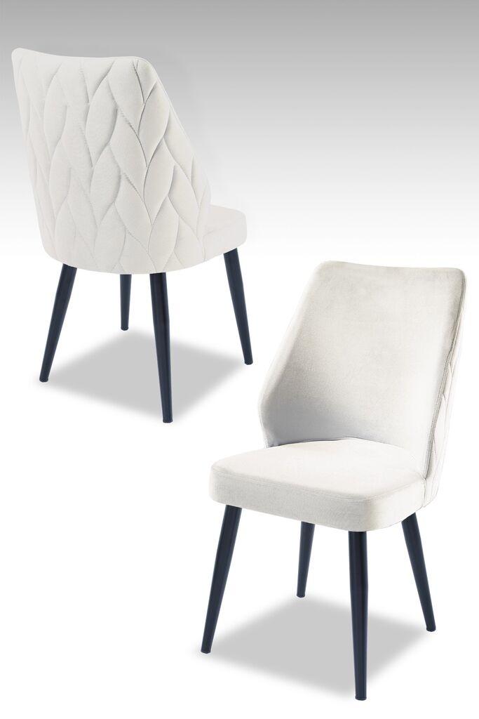 Комплет столчиња Hanah Home Poufy, 48x90x43 см, 4 парчиња, крем-црна