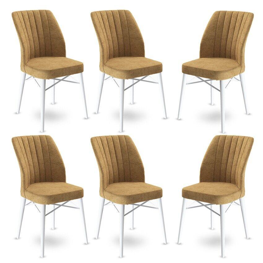 Комплет столчиња Hanah Home Flex, 45x93x42 см, 6 парчиња, бело-кафеава