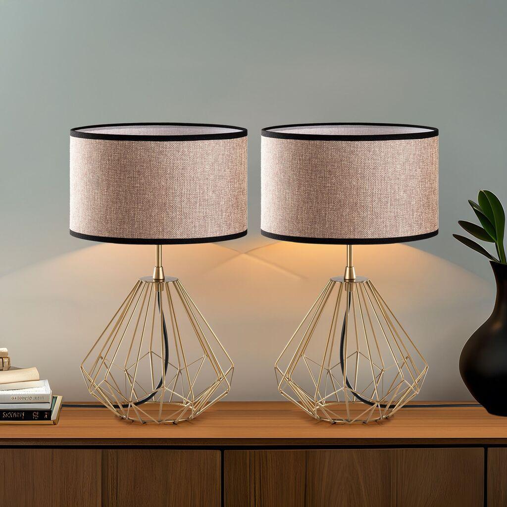 Комплет столни ламби Opviq Diamond-S-712, 25x25x43 см, IP20, 2 парчиња, златно-кафеава боја