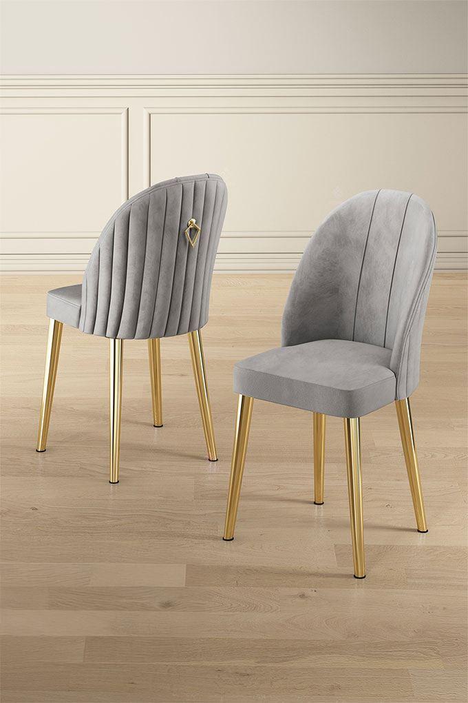 Комплет столчиња Hanah Home Mara, 44x90x42 см, 2 парчиња, златно-сива боја