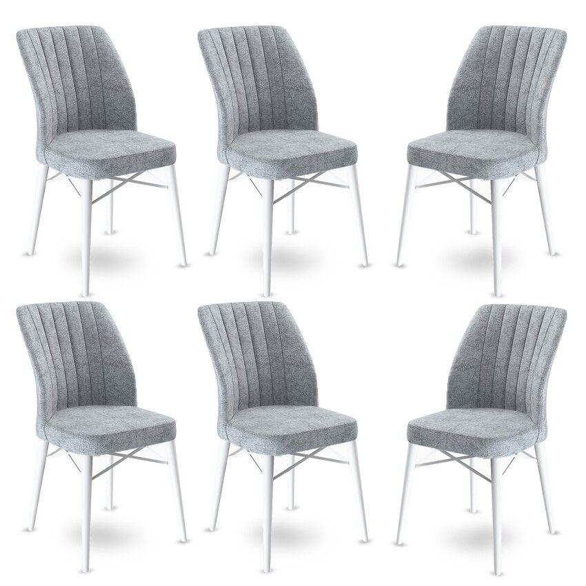 Комплет столчиња Hanah Home Flex, 45x93x42 см, 6 парчиња, сиво-бели