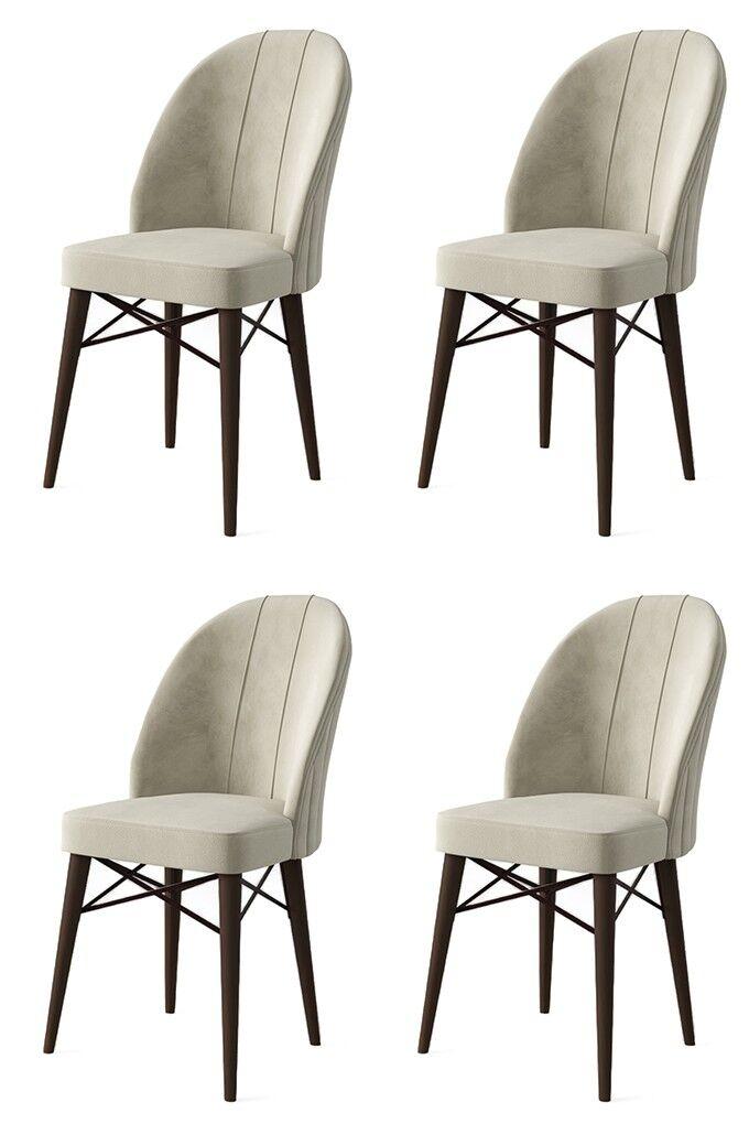 Комплет столчиња Hanah Home Ritim, 44x96x42 см, 4 парчиња, крем-црна боја