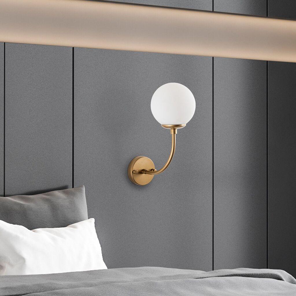 Opviq dzидна светилка Sferis-15030, 15x26x35cm, IP20, златно-бела боја