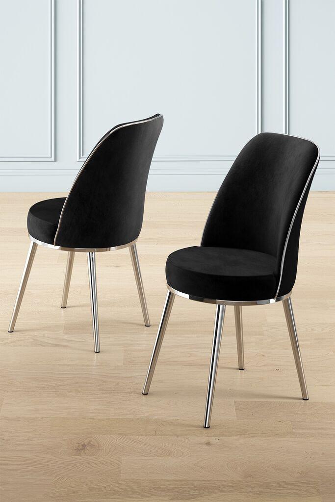 Комплет столчиња Hanah Home Pefa, 45x91x42 см, 2 парчиња, црна и сребрена боја