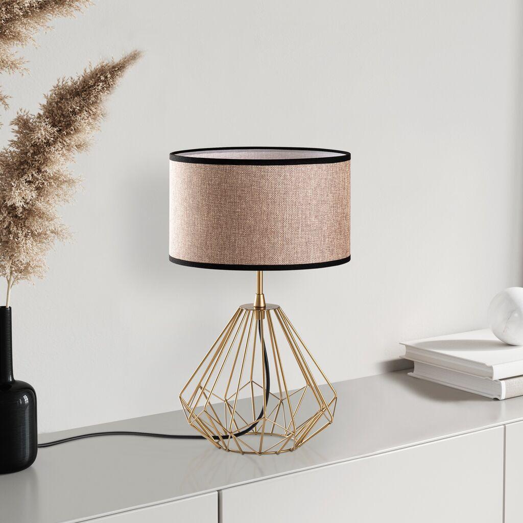 Столна ламба Opviq Diamond-S-712, 25x25x43 см, IP20, златно-кафеава боја