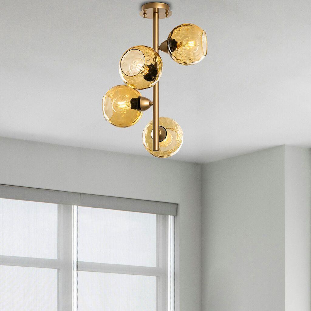 Opviq Luster Benek-15-14504, 40x40x55cm, IP20, златно-жолти бои