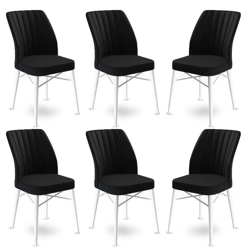 Комплет столчиња Hanah Home Flex, 45x93x42 см, 6 парчиња, црно-бели