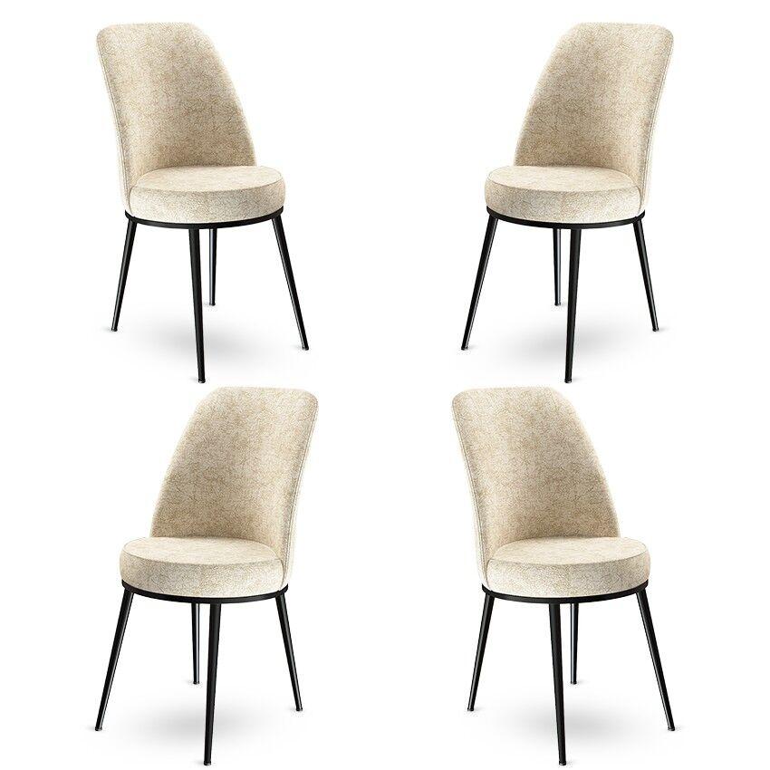 Комплет столчиња Hanah Home Dexa, 45x89x42 см, 4 парчиња, крем-црна боја