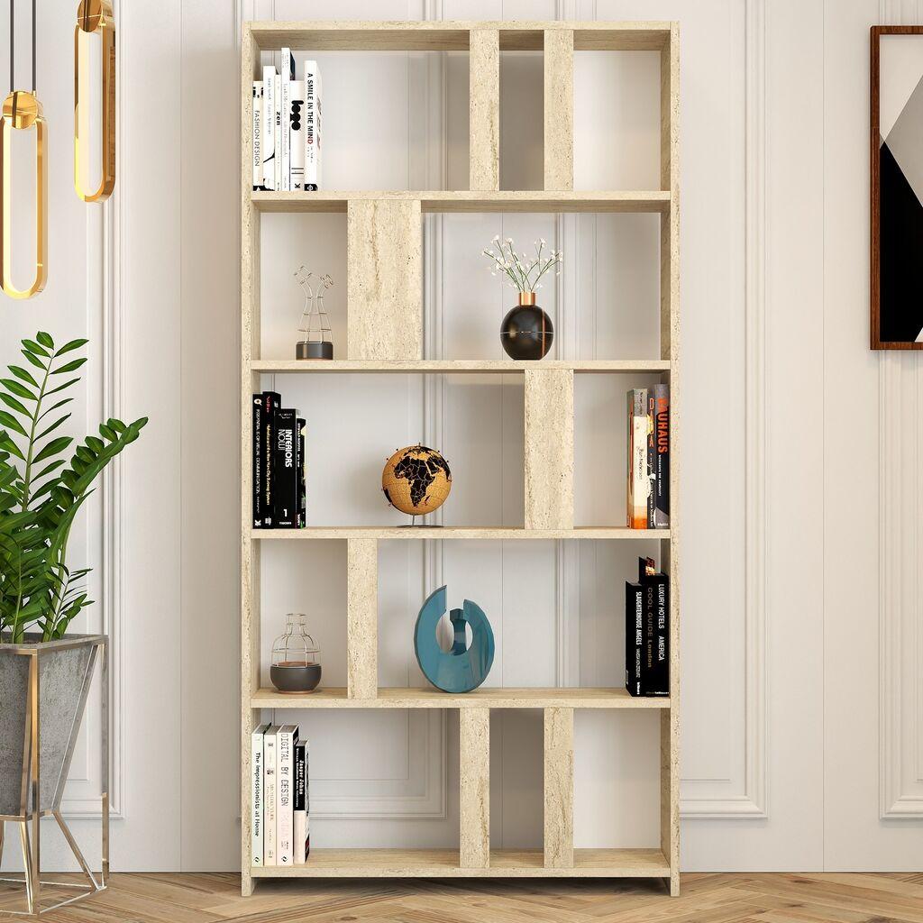 Полица за книги Hanah Home Lima, 90x180x20 см, крем боја