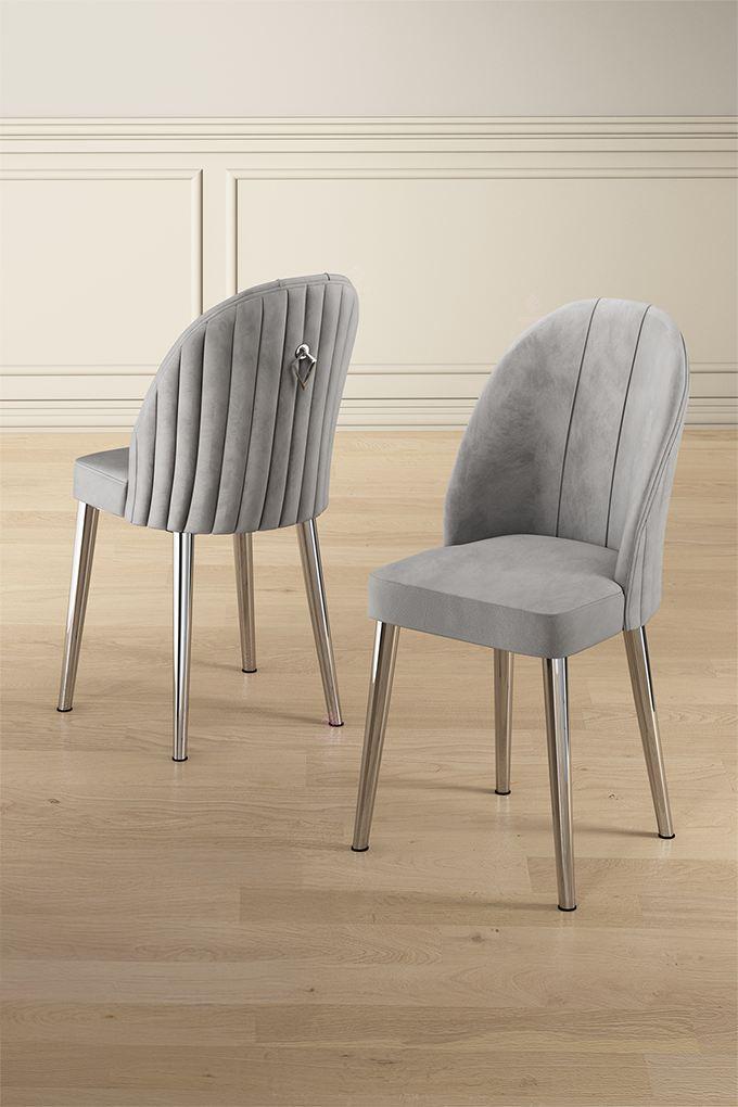 Комплет столчиња Hanah Home Mara, 44x90x42 см, 2 парчиња, сребрено-сива боја