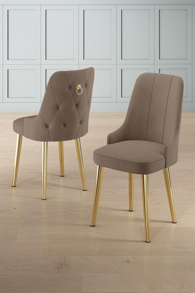 Комплет столчиња Hanah Home Newa, 46x94x46 см, 4 парчиња, златно-кафеава боја