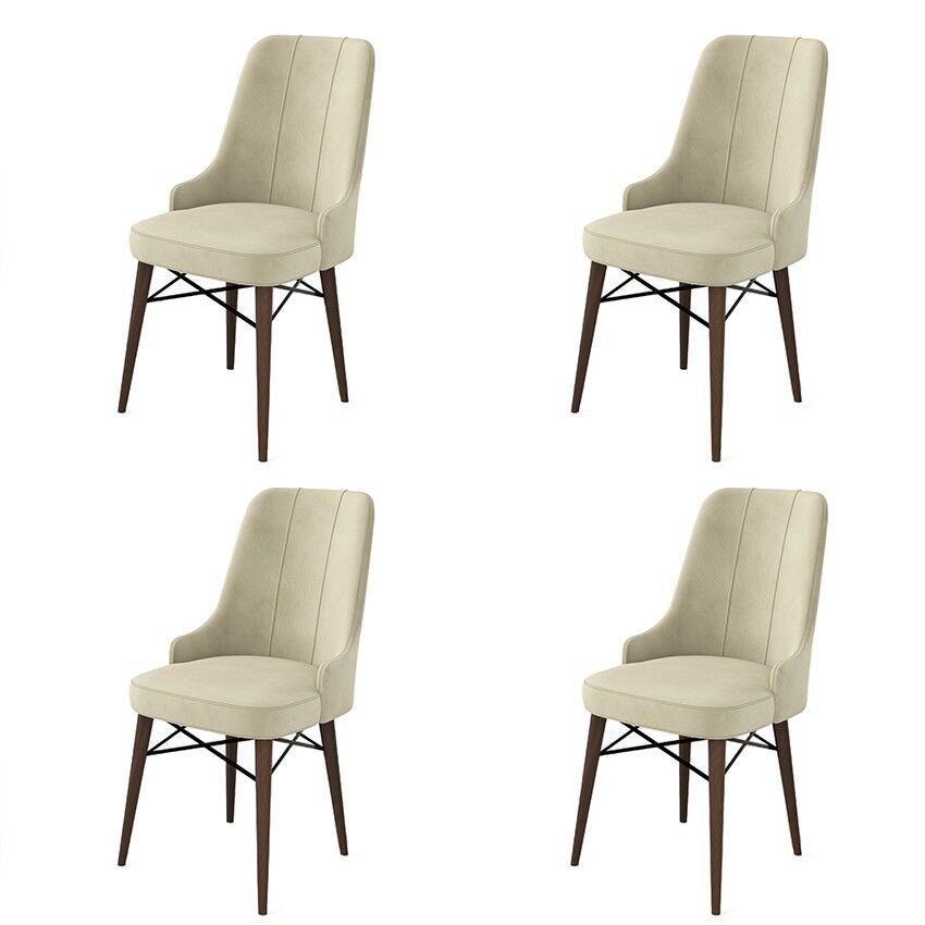 Комплет столчиња Hanah Home Pare, 46x94x46 см, 4 парчиња, кремасто-кафеава боја