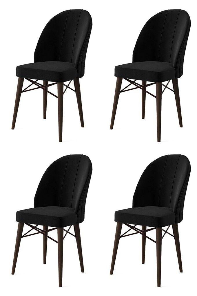 Комплет столчиња Hanah Home Ritim, 44x96x42 см, 4 парчиња, кафеаво-црна